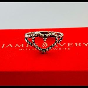 James Avery Retired Sterling Silver Heart Twist Rope Ring Size 9.5